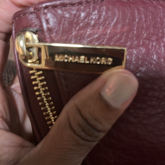 Michael Kors Burgundy Pebble Leather Hobo Shoulder Bag - Picture 5 of 14